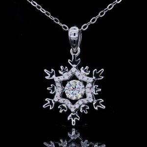 GRA Certified 0.50 Cttw Dancing Snowflake Moissanite Diamond Necklace